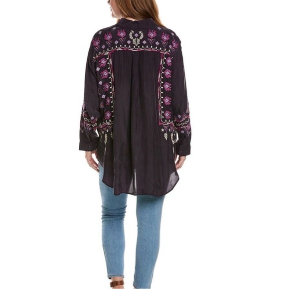 JOHNNY WAS CURACAO OVERSIZED LONG SLEEVE TUNIC IN DEEP PURPLE SIZE XL - Picture 3 of 11